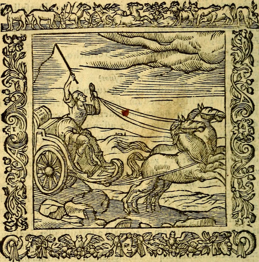 An illustration from Omnia Andreae Alciati v.c. emblemata, cum commentariis, quibus emblematum aperta origine mens auctoris explicatur, & obscura omnia, dubiáque illustrantur Adiectae ad calcem Notae posteriores, 1589, leaf 267