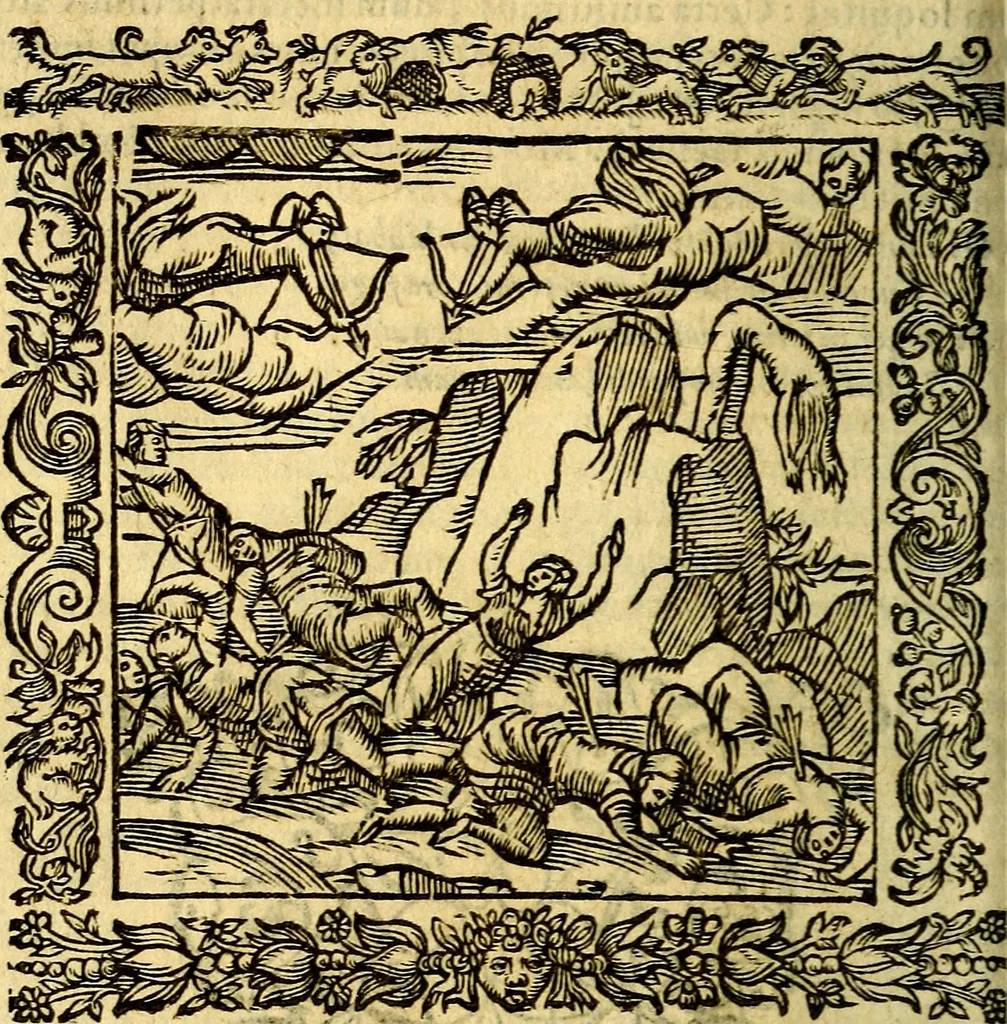 An illustration from Omnia Andreae Alciati v.c. emblemata, cum commentariis, quibus emblematum aperta origine mens auctoris explicatur, & obscura omnia, dubiáque illustrantur Adiectae ad calcem Notae posteriores, 1589, leaf 299