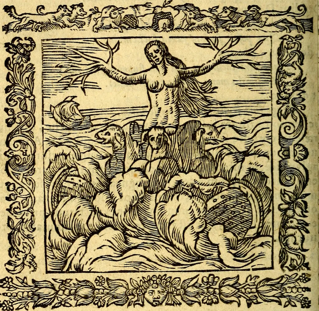 An illustration from Omnia Andreae Alciati v.c. emblemata, cum commentariis, quibus emblematum aperta origine mens auctoris explicatur, & obscura omnia, dubiáque illustrantur Adiectae ad calcem Notae posteriores, 1589, leaf 303