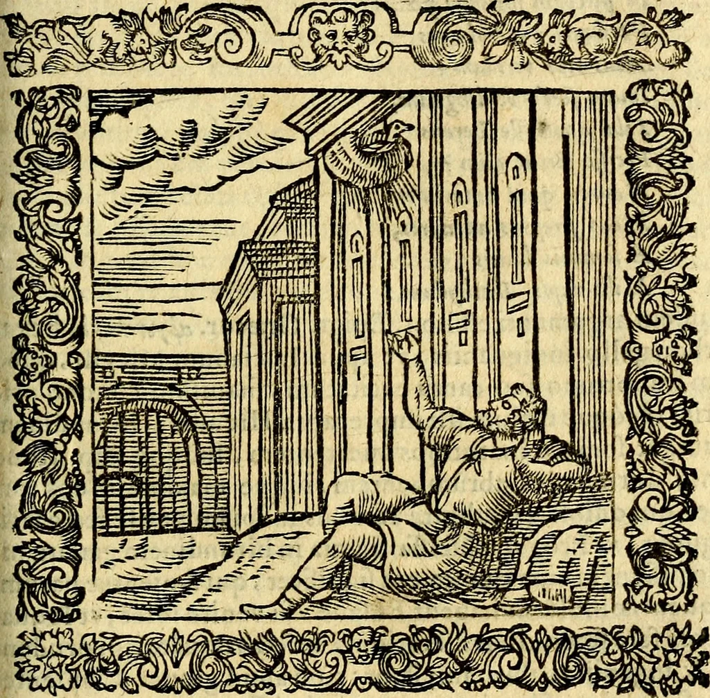 An illustration from Omnia Andreae Alciati v.c. emblemata, cum commentariis, quibus emblematum aperta origine mens auctoris explicatur, & obscura omnia, dubiáque illustrantur Adiectae ad calcem Notae posteriores, 1589, leaf 312
