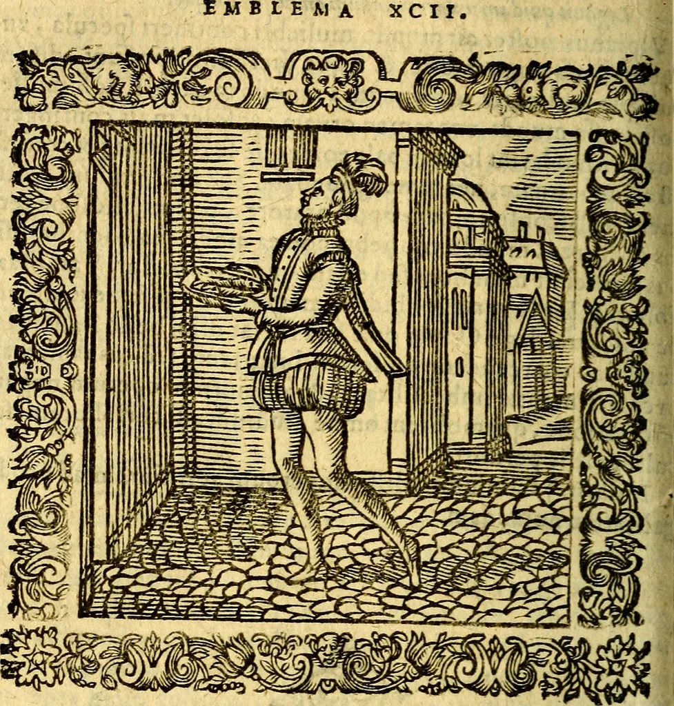 An illustration from Omnia Andreae Alciati v.c. emblemata, cum commentariis, quibus emblematum aperta origine mens auctoris explicatur, & obscura omnia, dubiáque illustrantur Adiectae ad calcem Notae posteriores, 1589, leaf 365