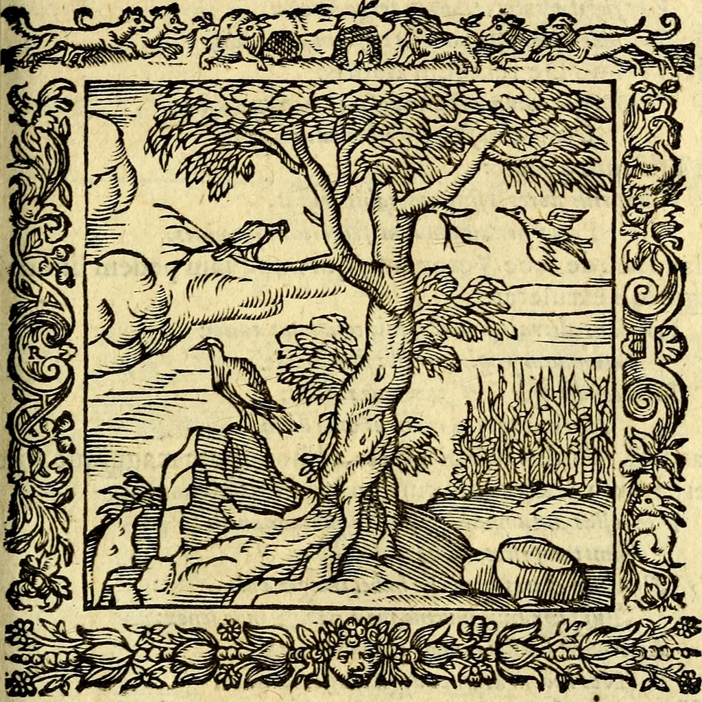An illustration from Omnia Andreae Alciati v.c. emblemata, cum commentariis, quibus emblematum aperta origine mens auctoris explicatur, & obscura omnia, dubiáque illustrantur Adiectae ad calcem Notae posteriores, 1589, leaf 386