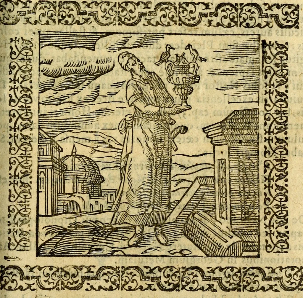 An illustration from Omnia Andreae Alciati v.c. emblemata, cum commentariis, quibus emblematum aperta origine mens auctoris explicatur, & obscura omnia, dubiáque illustrantur Adiectae ad calcem Notae posteriores, 1589, leaf 388