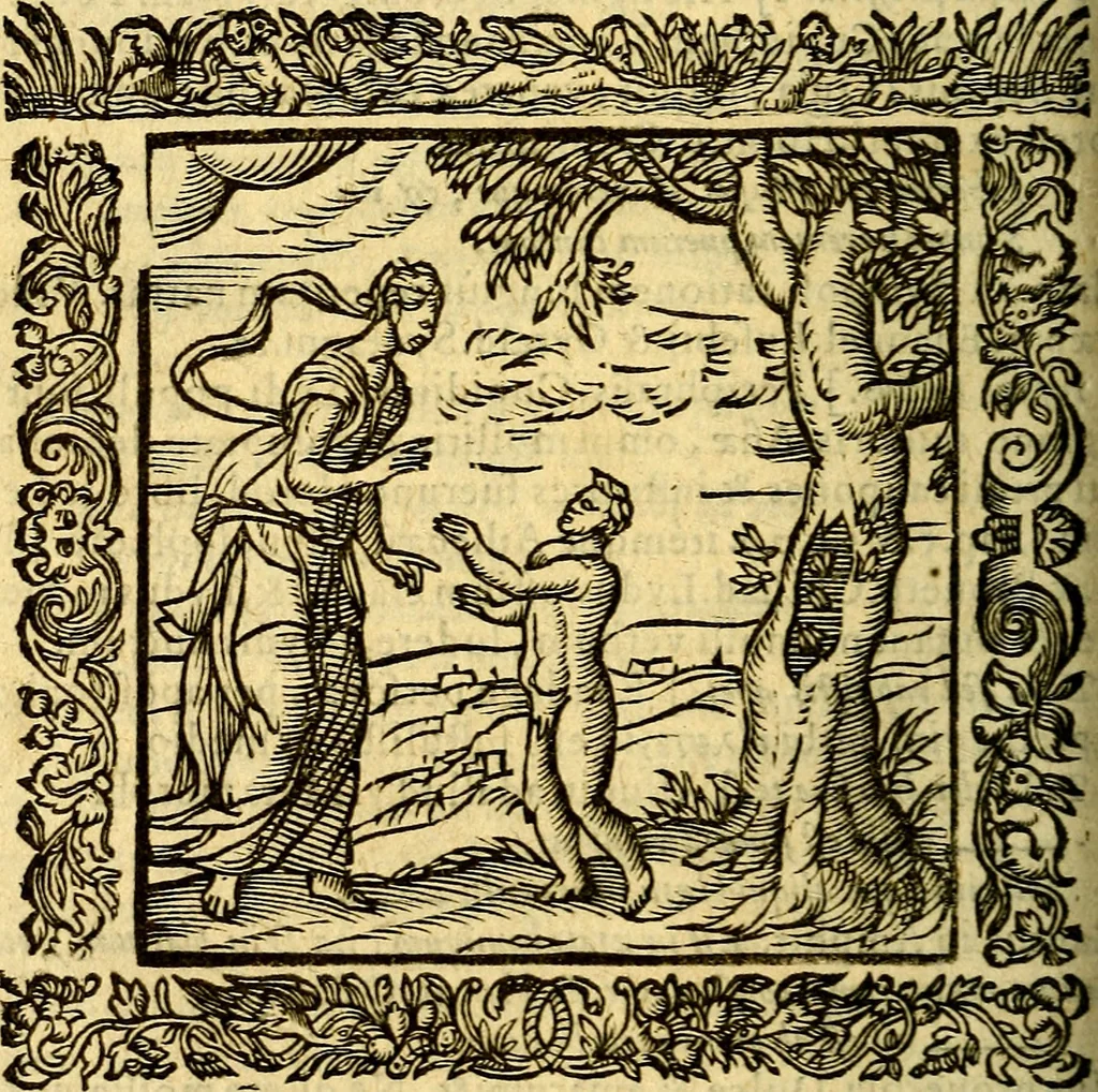An illustration from Omnia Andreae Alciati v.c. emblemata, cum commentariis, quibus emblematum aperta origine mens auctoris explicatur, & obscura omnia, dubiáque illustrantur Adiectae ad calcem Notae posteriores, 1589, leaf 423