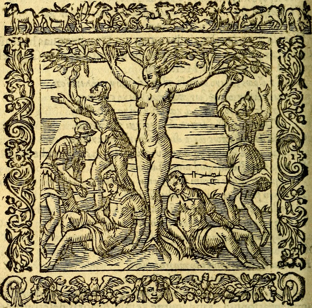 An illustration from Omnia Andreae Alciati v.c. emblemata, cum commentariis, quibus emblematum aperta origine mens auctoris explicatur, & obscura omnia, dubiáque illustrantur Adiectae ad calcem Notae posteriores, 1589, leaf 435