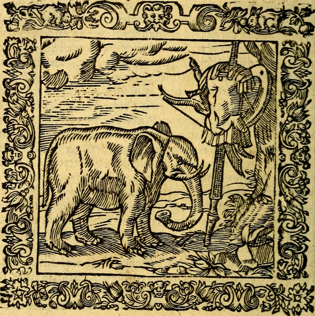 An illustration from Omnia Andreae Alciati v.c. emblemata, cum commentariis, quibus emblematum aperta origine mens auctoris explicatur, & obscura omnia, dubiáque illustrantur Adiectae ad calcem Notae posteriores, 1589, leaf 473