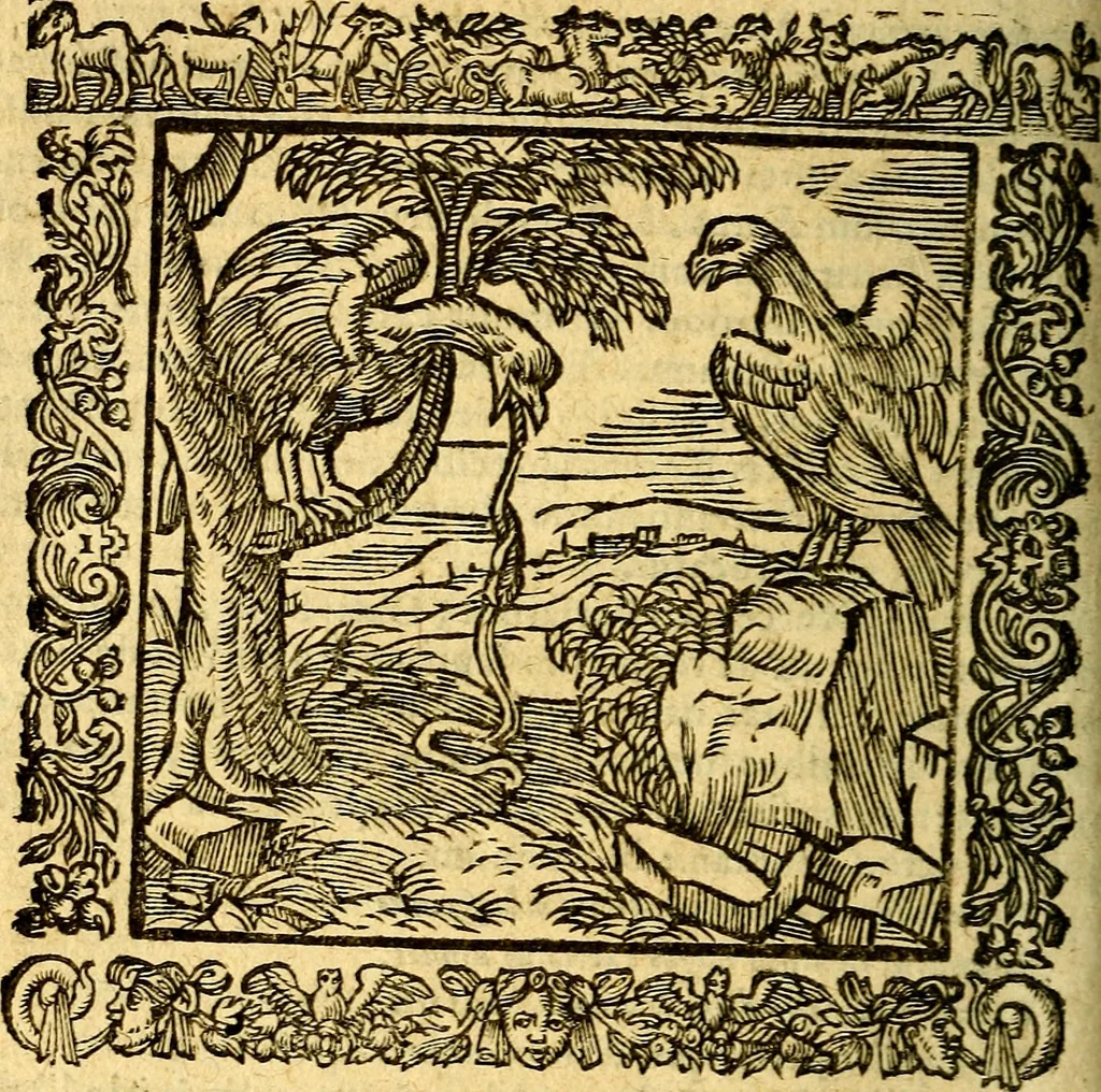 An illustration from Omnia Andreae Alciati v.c. emblemata, cum commentariis, quibus emblematum aperta origine mens auctoris explicatur, & obscura omnia, dubiáque illustrantur Adiectae ad calcem Notae posteriores, 1589, leaf 491