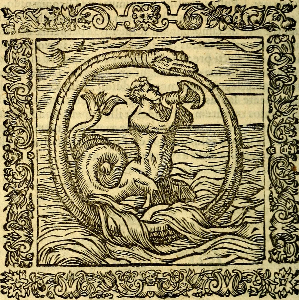 An illustration from Omnia Andreae Alciati v.c. emblemata, cum commentariis, quibus emblematum aperta origine mens auctoris explicatur, & obscura omnia, dubiáque illustrantur Adiectae ad calcem Notae posteriores, 1589, leaf 505
