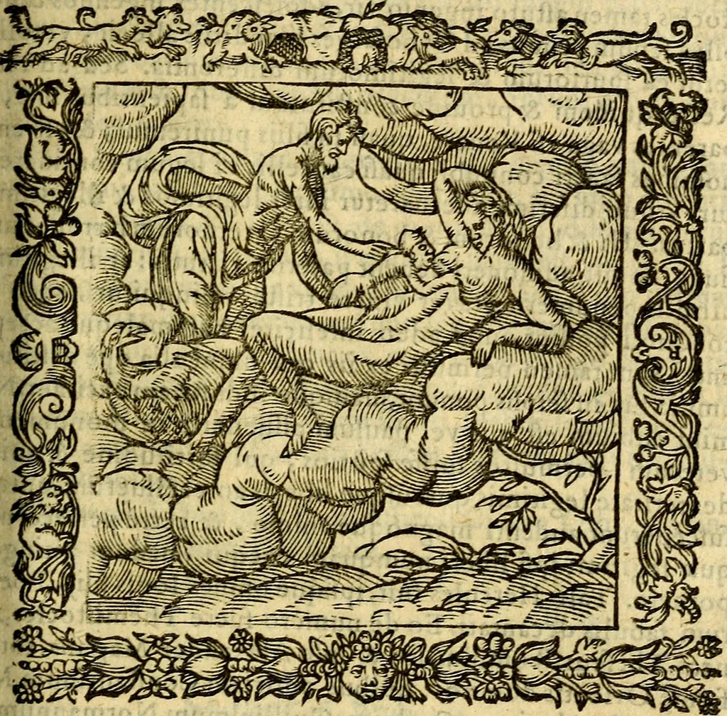 An illustration from Omnia Andreae Alciati v.c. emblemata, cum commentariis, quibus emblematum aperta origine mens auctoris explicatur, & obscura omnia, dubiáque illustrantur Adiectae ad calcem Notae posteriores, 1589, leaf 528