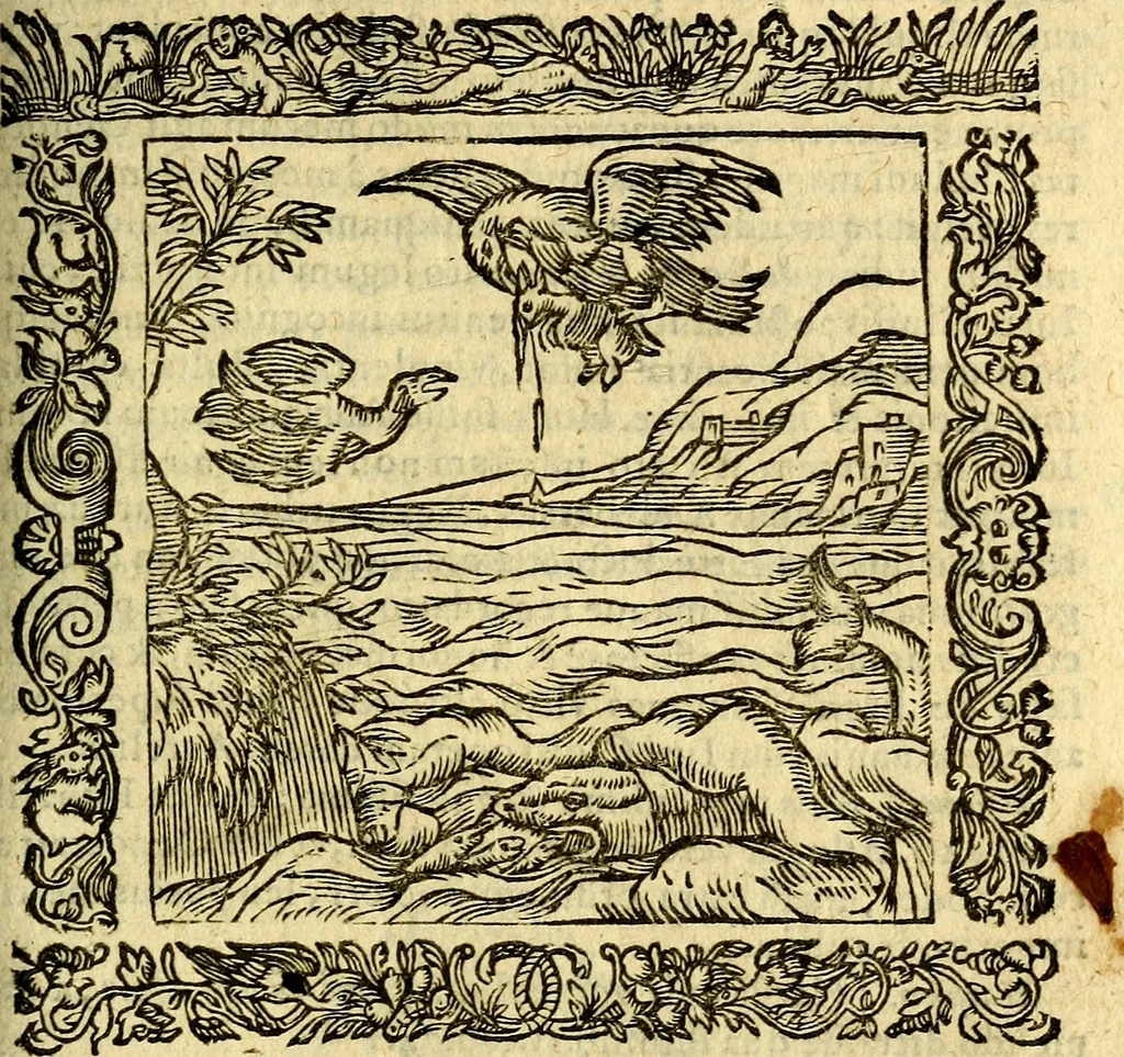 An illustration from Omnia Andreae Alciati v.c. emblemata, cum commentariis, quibus emblematum aperta origine mens auctoris explicatur, & obscura omnia, dubiáque illustrantur Adiectae ad calcem Notae posteriores, 1589, leaf 536
