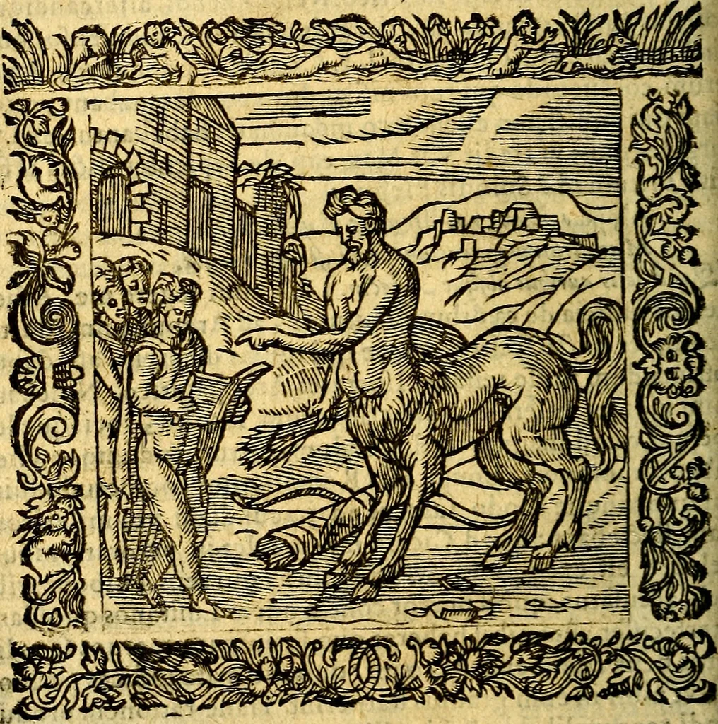 An illustration from Omnia Andreae Alciati v.c. emblemata, cum commentariis, quibus emblematum aperta origine mens auctoris explicatur, & obscura omnia, dubiáque illustrantur Adiectae ad calcem Notae posteriores, 1589, leaf 549