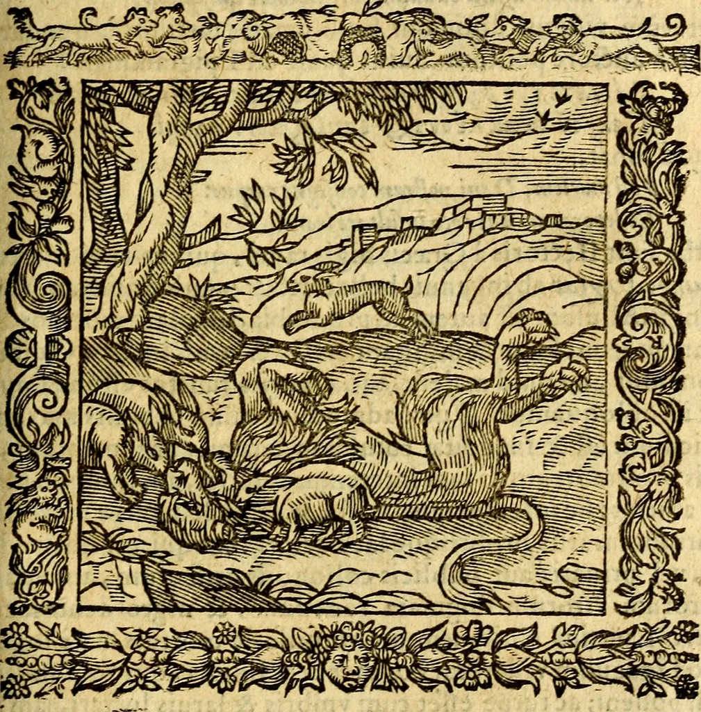 An illustration from Omnia Andreae Alciati v.c. emblemata, cum commentariis, quibus emblematum aperta origine mens auctoris explicatur, & obscura omnia, dubiáque illustrantur Adiectae ad calcem Notae posteriores, 1589, leaf 570