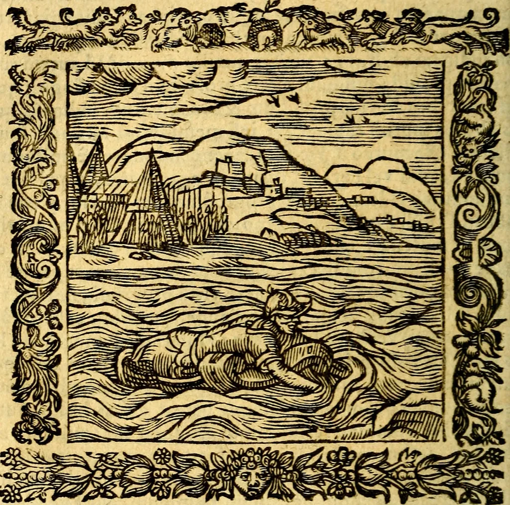 An illustration from Omnia Andreae Alciati v.c. emblemata, cum commentariis, quibus emblematum aperta origine mens auctoris explicatur, & obscura omnia, dubiáque illustrantur Adiectae ad calcem Notae posteriores, 1589, leaf 589