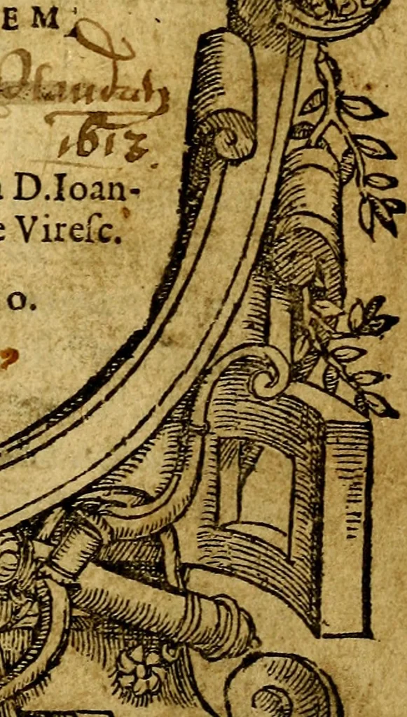 An illustration from Omnia Andreae Alciati v.c. emblemata, cum commentariis, quibus emblematum aperta origine mens auctoris explicatur, & obscura omnia, dubiáque illustrantur Adiectae ad calcem Notae posteriores, 1589, leaf 6
