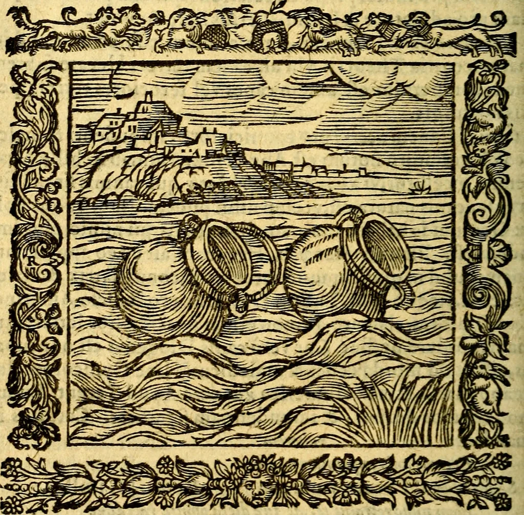An illustration from Omnia Andreae Alciati v.c. emblemata, cum commentariis, quibus emblematum aperta origine mens auctoris explicatur, & obscura omnia, dubiáque illustrantur Adiectae ad calcem Notae posteriores, 1589, leaf 601