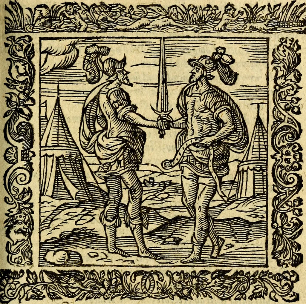 An illustration from Omnia Andreae Alciati v.c. emblemata, cum commentariis, quibus emblematum aperta origine mens auctoris explicatur, & obscura omnia, dubiáque illustrantur Adiectae ad calcem Notae posteriores, 1589, leaf 606