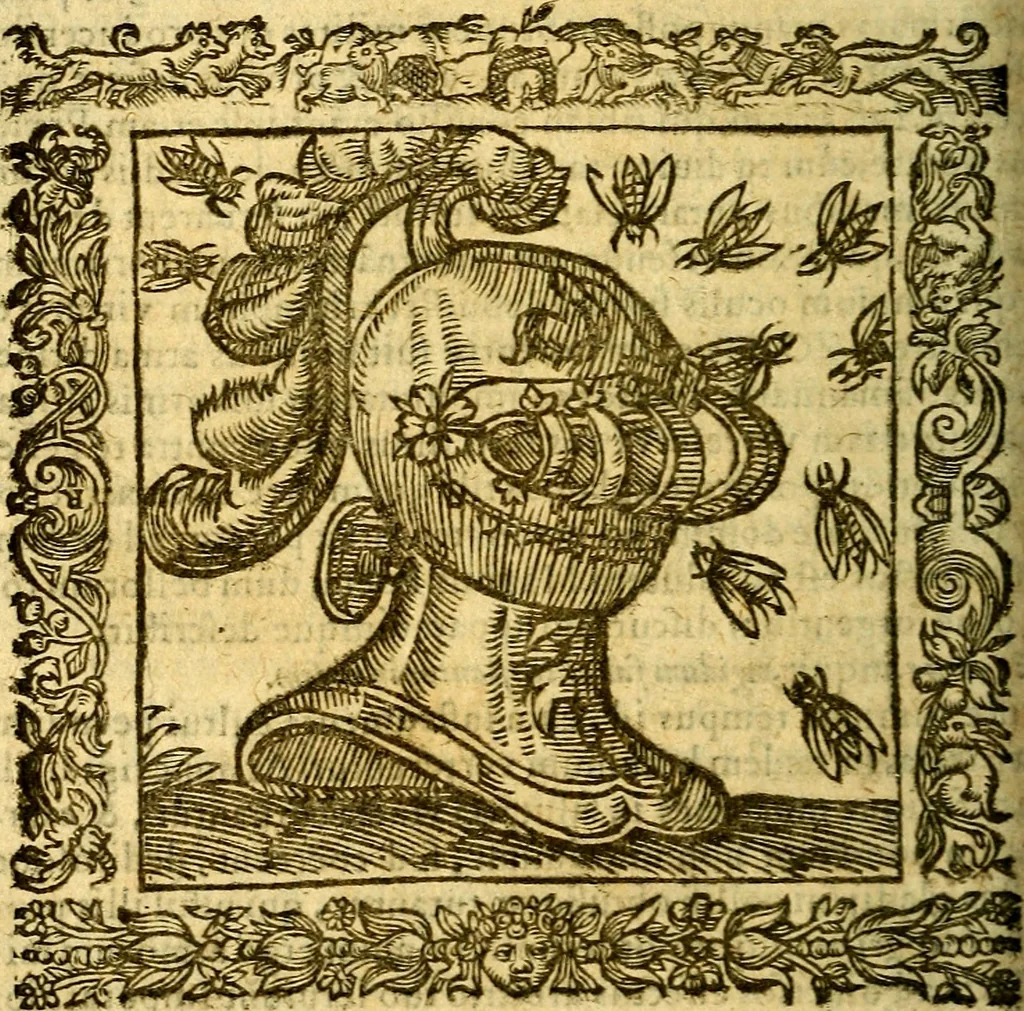 An illustration from Omnia Andreae Alciati v.c. emblemata, cum commentariis, quibus emblematum aperta origine mens auctoris explicatur, & obscura omnia, dubiáque illustrantur Adiectae ad calcem Notae posteriores, 1589, leaf 635