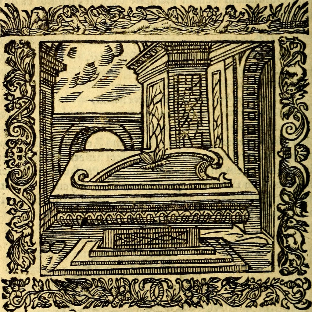 An illustration from Omnia Andreae Alciati v.c. emblemata, cum commentariis, quibus emblematum aperta origine mens auctoris explicatur, & obscura omnia, dubiáque illustrantur Adiectae ad calcem Notae posteriores, 1589, leaf 663