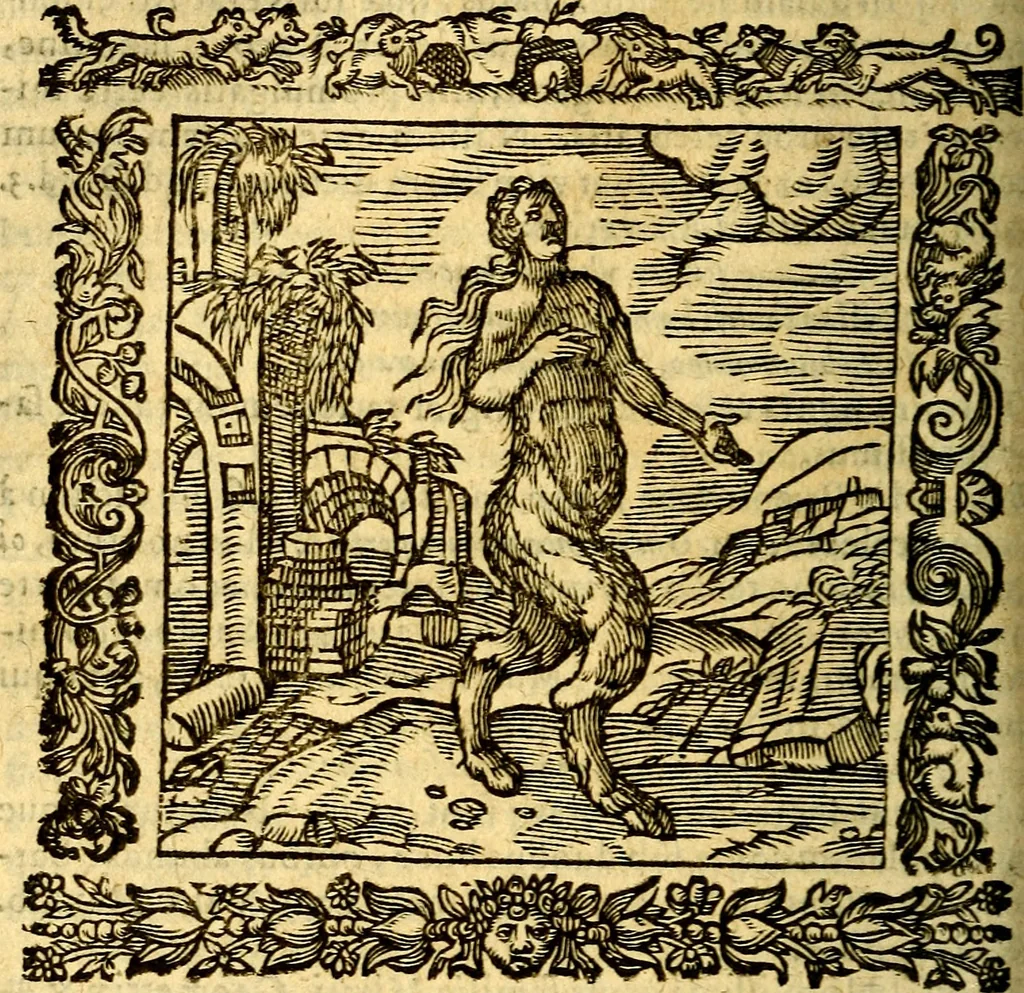 An illustration from Omnia Andreae Alciati v.c. emblemata, cum commentariis, quibus emblematum aperta origine mens auctoris explicatur, & obscura omnia, dubiáque illustrantur Adiectae ad calcem Notae posteriores, 1589, leaf 675