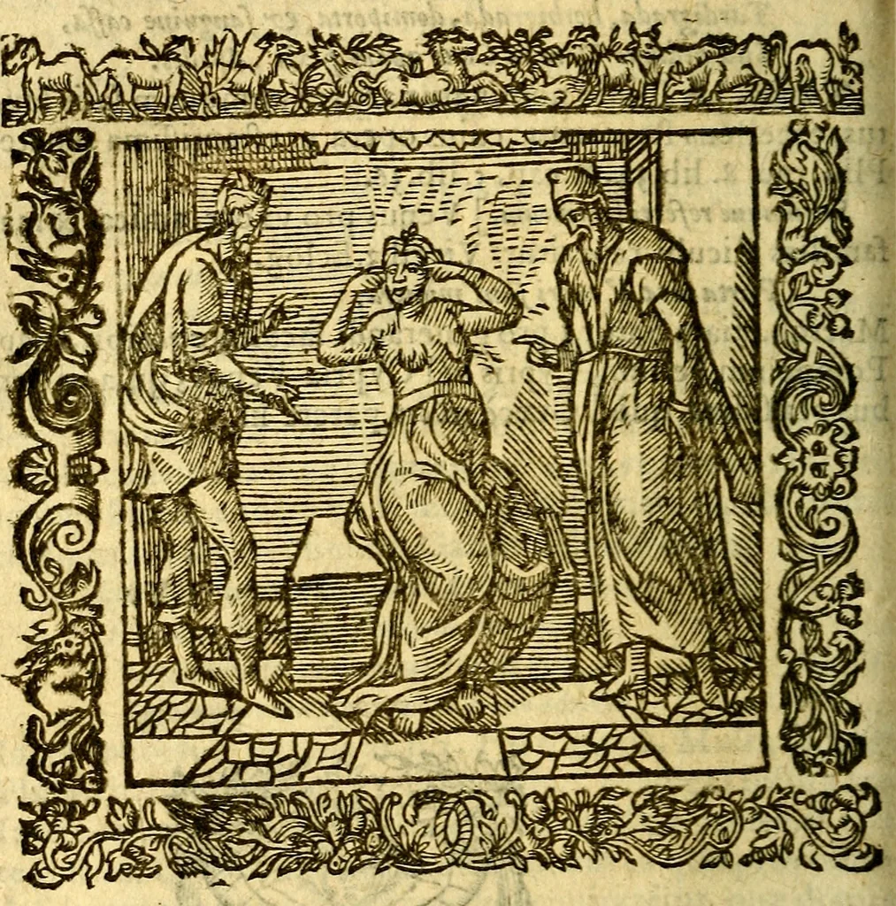 An illustration from Omnia Andreae Alciati v.c. emblemata, cum commentariis, quibus emblematum aperta origine mens auctoris explicatur, & obscura omnia, dubiáque illustrantur Adiectae ad calcem Notae posteriores, 1589, leaf 703