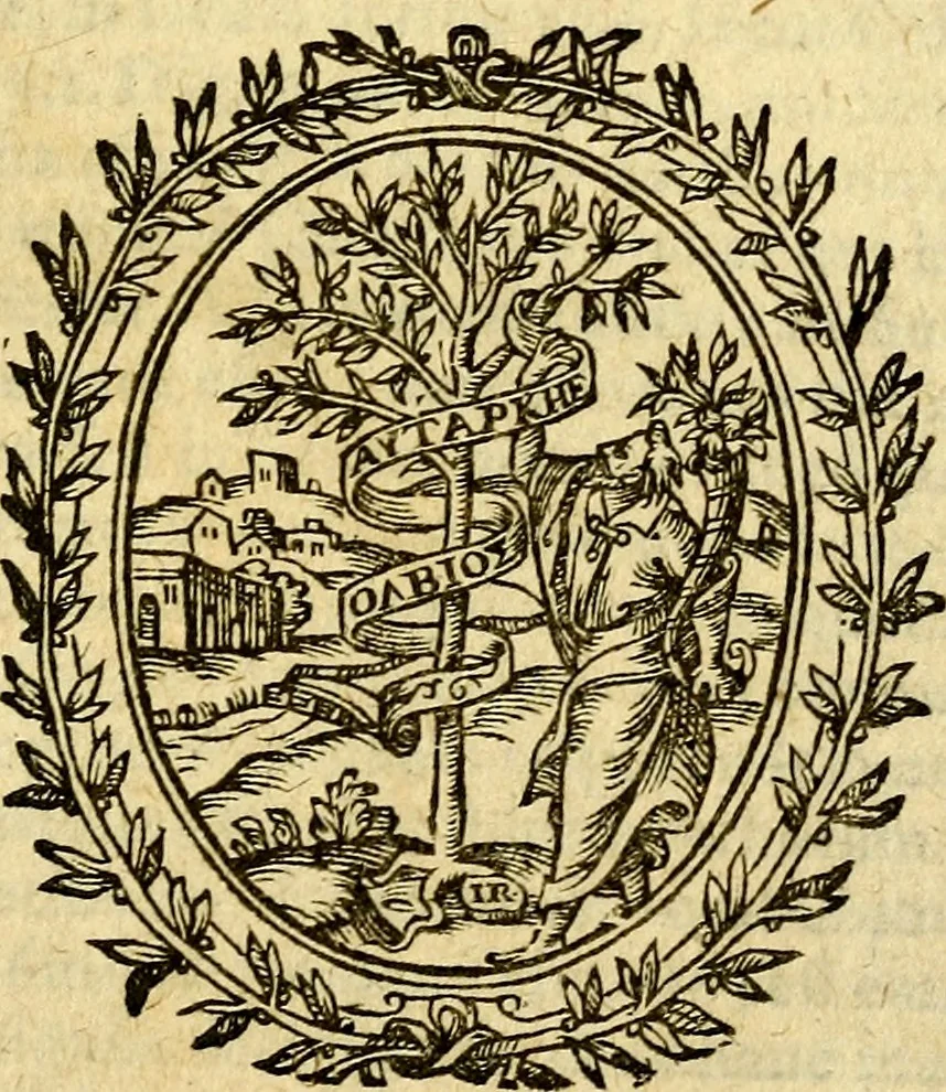 An illustration from Omnia Andreae Alciati v.c. emblemata, cum commentariis, quibus emblematum aperta origine mens auctoris explicatur, & obscura omnia, dubiáque illustrantur Adiectae ad calcem Notae posteriores, 1589, leaf 734