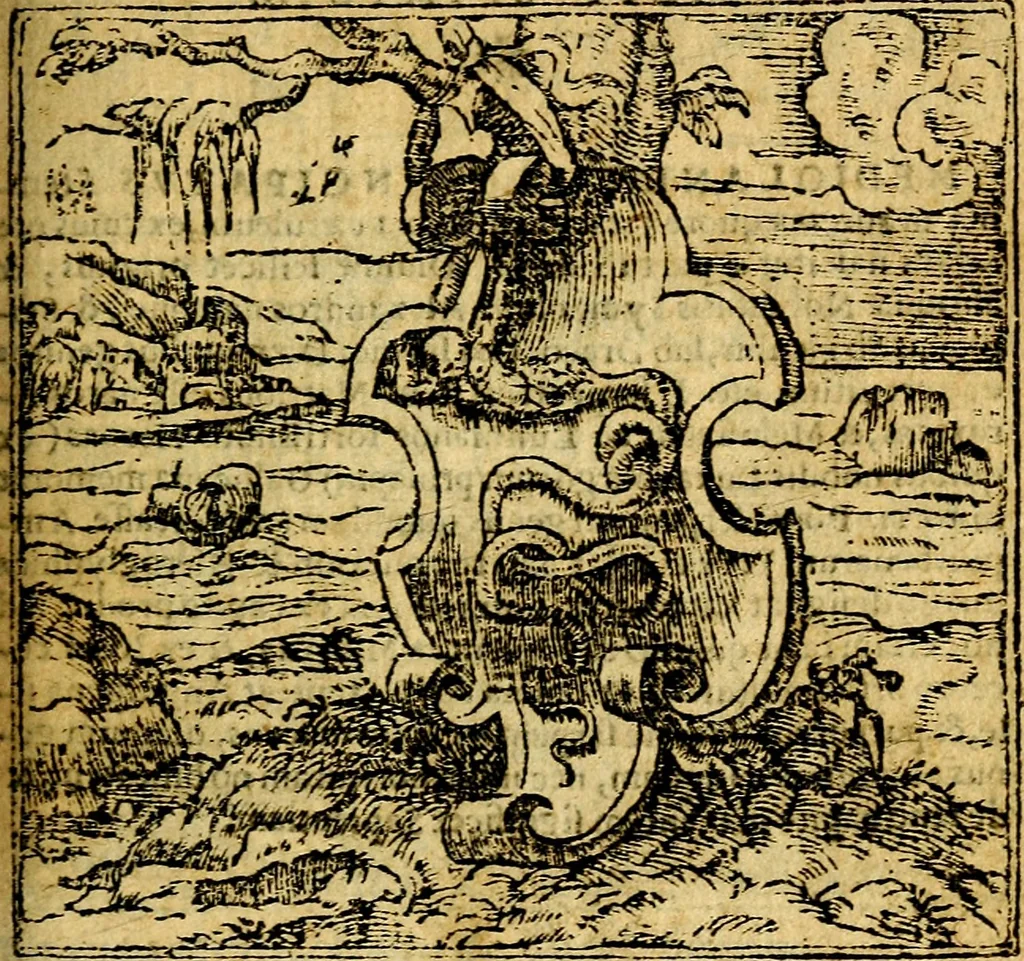 An illustration from Omnia D. And. Alciati emblemata : ad quae singula, praeter concinnas acutásque inscriptiones, lepidas & expressas imagines, ac caetera omnia, quae prioribus nostris editionibus cúm ad eorum distinctionem, tum ad ornatum & correctionem adhibita continebantur, : nunc primùm perelegantia persubtiliáq[ue] adiecta sunt epimuthia, quibus emblematum amplitudo quaecunq[ue] in iis dubia sunt aut obscura, tanquam perspicuis illustrantur, 1566, leaf 12