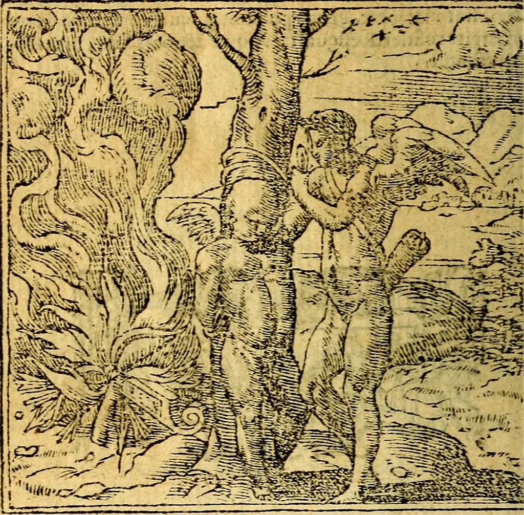 An illustration from Omnia D. And. Alciati emblemata : ad quae singula, praeter concinnas acutásque inscriptiones, lepidas & expressas imagines, ac caetera omnia, quae prioribus nostris editionibus cúm ad eorum distinctionem, tum ad ornatum & correctionem adhibita continebantur, : nunc primùm perelegantia persubtiliáq[ue] adiecta sunt epimuthia, quibus emblematum amplitudo quaecunq[ue] in iis dubia sunt aut obscura, tanquam perspicuis illustrantur, 1566, leaf 131
