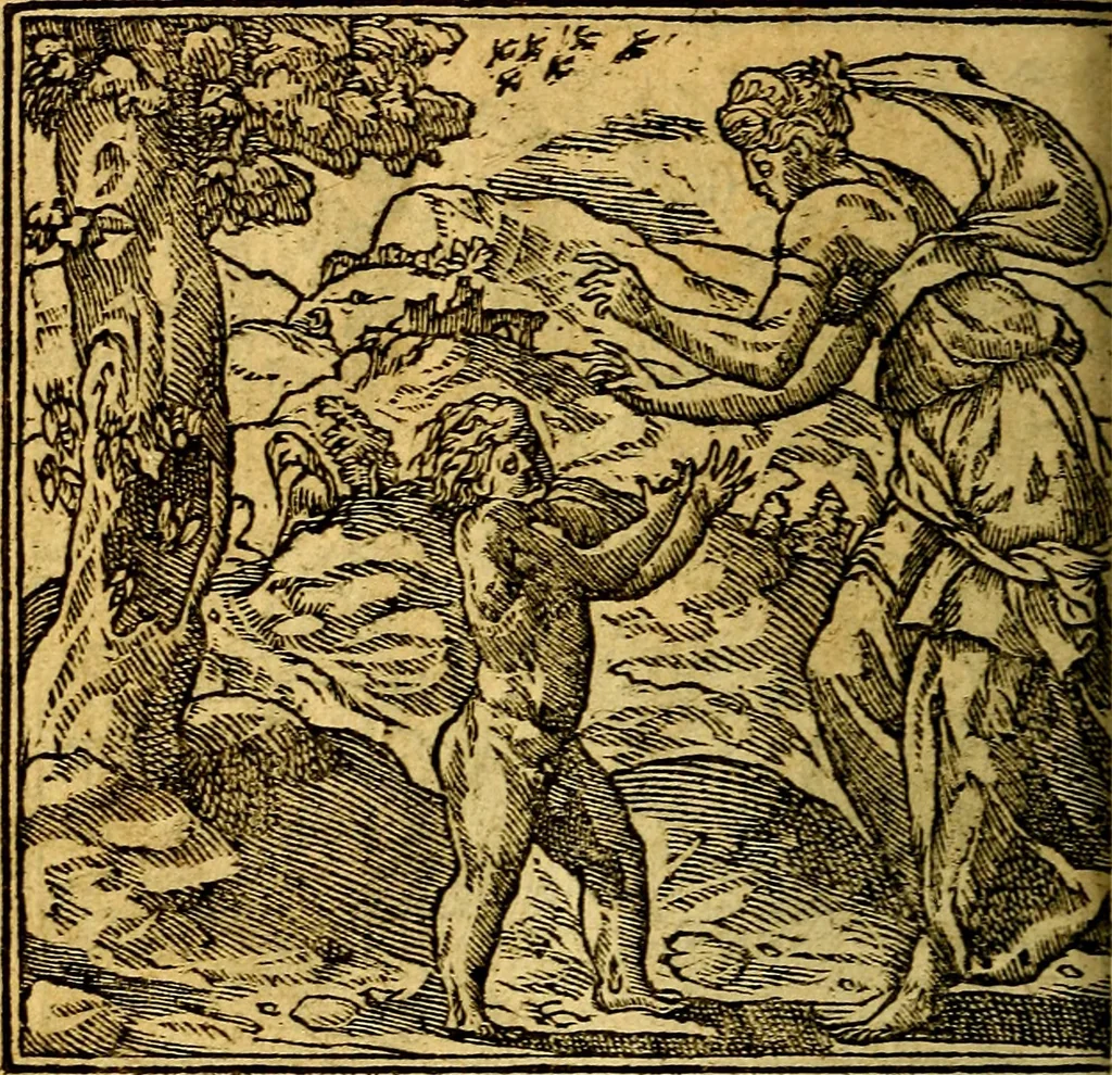 An illustration from Omnia D. And. Alciati emblemata : ad quae singula, praeter concinnas acutásque inscriptiones, lepidas & expressas imagines, ac caetera omnia, quae prioribus nostris editionibus cúm ad eorum distinctionem, tum ad ornatum & correctionem adhibita continebantur, : nunc primùm perelegantia persubtiliáq[ue] adiecta sunt epimuthia, quibus emblematum amplitudo quaecunq[ue] in iis dubia sunt aut obscura, tanquam perspicuis illustrantur, 1566, leaf 133