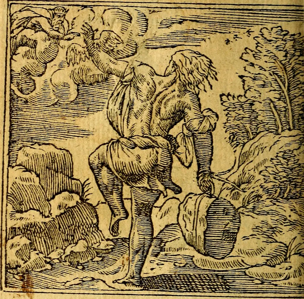 An illustration from Omnia D. And. Alciati emblemata : ad quae singula, praeter concinnas acutásque inscriptiones, lepidas & expressas imagines, ac caetera omnia, quae prioribus nostris editionibus cúm ad eorum distinctionem, tum ad ornatum & correctionem adhibita continebantur, : nunc primùm perelegantia persubtiliáq[ue] adiecta sunt epimuthia, quibus emblematum amplitudo quaecunq[ue] in iis dubia sunt aut obscura, tanquam perspicuis illustrantur, 1566, leaf 145