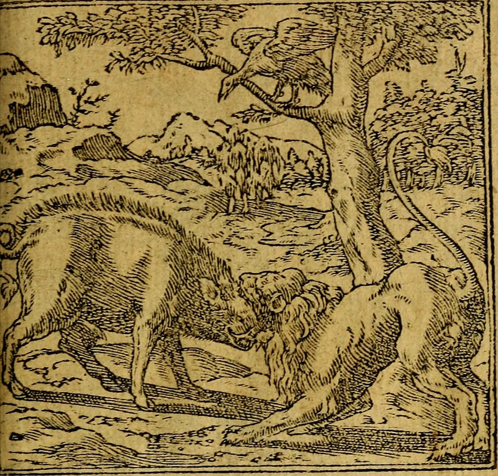 An illustration from Omnia D. And. Alciati emblemata : ad quae singula, praeter concinnas acutásque inscriptiones, lepidas & expressas imagines, ac caetera omnia, quae prioribus nostris editionibus cúm ad eorum distinctionem, tum ad ornatum & correctionem adhibita continebantur, : nunc primùm perelegantia persubtiliáq[ue] adiecta sunt epimuthia, quibus emblematum amplitudo quaecunq[ue] in iis dubia sunt aut obscura, tanquam perspicuis illustrantur, 1566, leaf 150