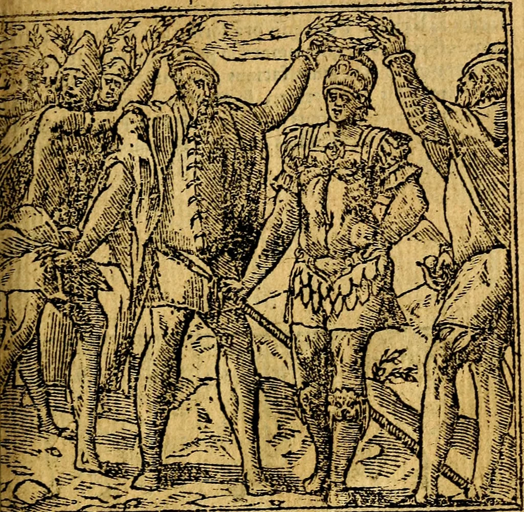 An illustration from Omnia D. And. Alciati emblemata : ad quae singula, praeter concinnas acutásque inscriptiones, lepidas & expressas imagines, ac caetera omnia, quae prioribus nostris editionibus cúm ad eorum distinctionem, tum ad ornatum & correctionem adhibita continebantur, : nunc primùm perelegantia persubtiliáq[ue] adiecta sunt epimuthia, quibus emblematum amplitudo quaecunq[ue] in iis dubia sunt aut obscura, tanquam perspicuis illustrantur, 1566, leaf 160