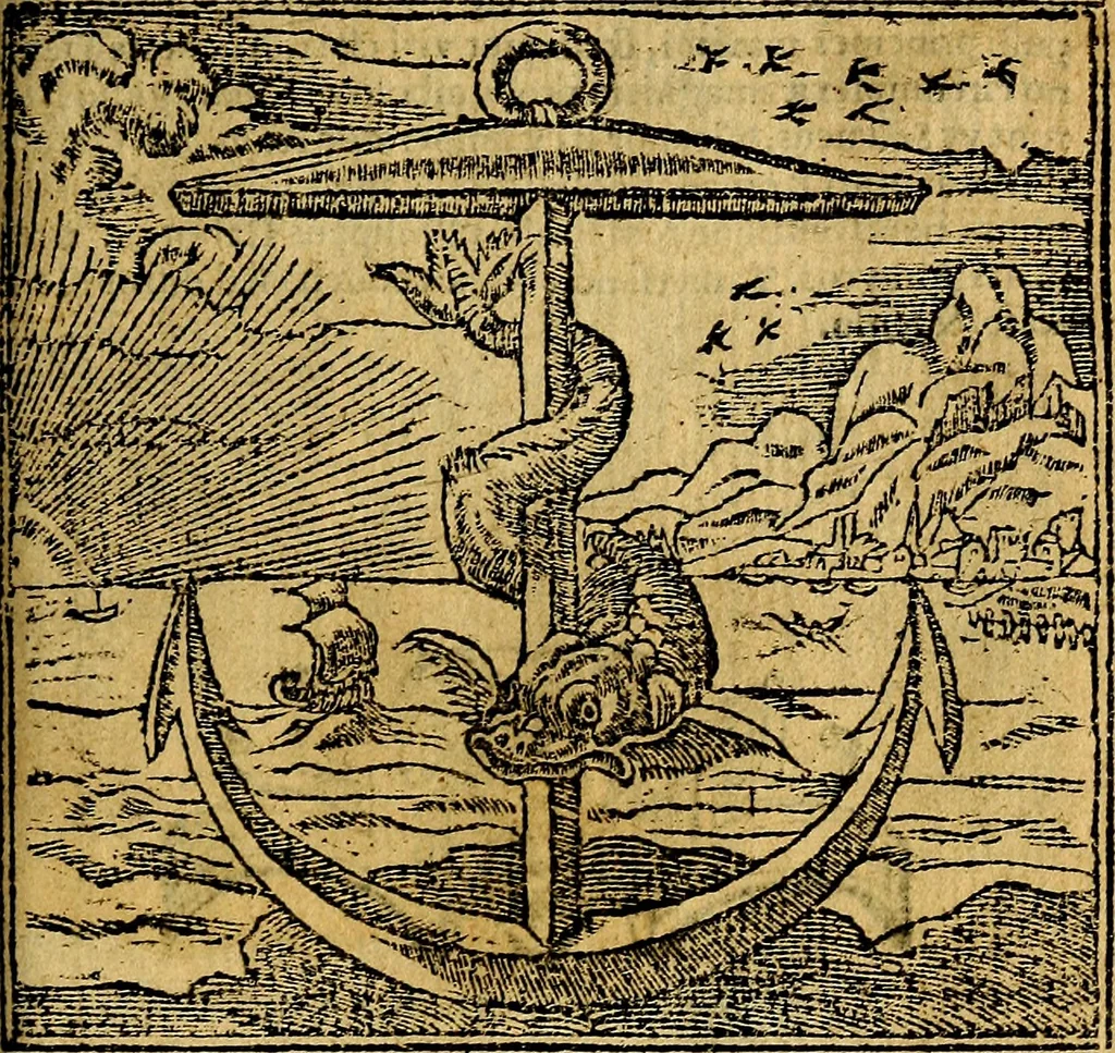 An illustration from Omnia D. And. Alciati emblemata : ad quae singula, praeter concinnas acutásque inscriptiones, lepidas & expressas imagines, ac caetera omnia, quae prioribus nostris editionibus cúm ad eorum distinctionem, tum ad ornatum & correctionem adhibita continebantur, : nunc primùm perelegantia persubtiliáq[ue] adiecta sunt epimuthia, quibus emblematum amplitudo quaecunq[ue] in iis dubia sunt aut obscura, tanquam perspicuis illustrantur, 1566, leaf 172