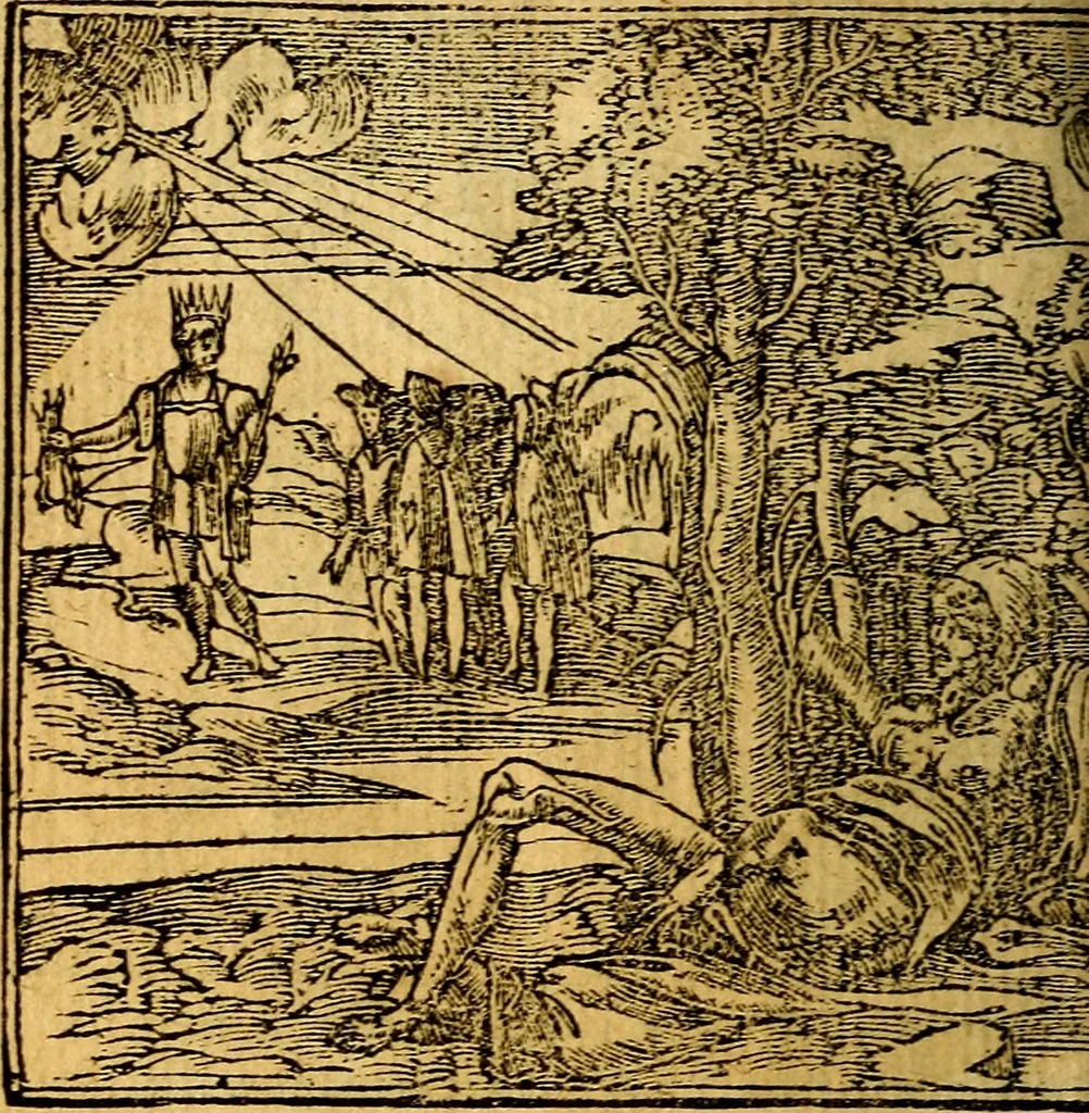 An illustration from Omnia D. And. Alciati emblemata : ad quae singula, praeter concinnas acutásque inscriptiones, lepidas & expressas imagines, ac caetera omnia, quae prioribus nostris editionibus cúm ad eorum distinctionem, tum ad ornatum & correctionem adhibita continebantur, : nunc primùm perelegantia persubtiliáq[ue] adiecta sunt epimuthia, quibus emblematum amplitudo quaecunq[ue] in iis dubia sunt aut obscura, tanquam perspicuis illustrantur, 1566, leaf 177