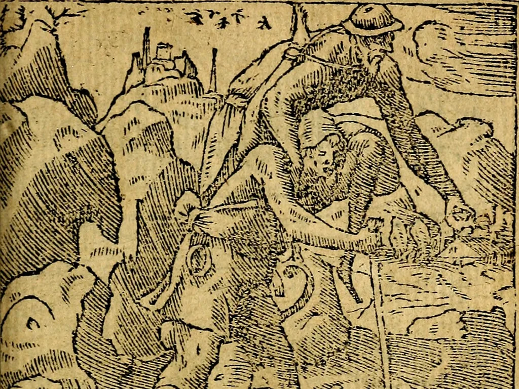 An illustration from Omnia D. And. Alciati emblemata : ad quae singula, praeter concinnas acutásque inscriptiones, lepidas & expressas imagines, ac caetera omnia, quae prioribus nostris editionibus cúm ad eorum distinctionem, tum ad ornatum & correctionem adhibita continebantur, : nunc primùm perelegantia persubtiliáq[ue] adiecta sunt epimuthia, quibus emblematum amplitudo quaecunq[ue] in iis dubia sunt aut obscura, tanquam perspicuis illustrantur, 1566, leaf 192
