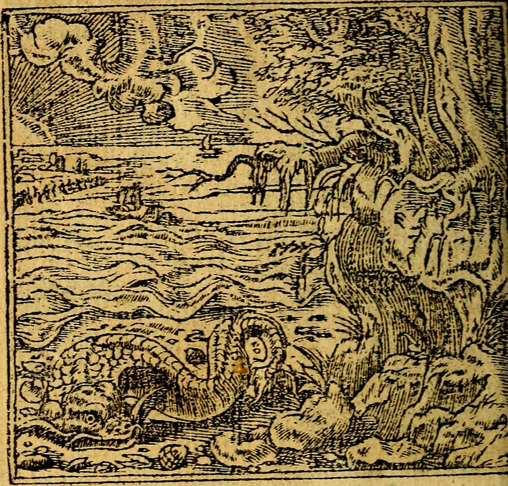 An illustration from Omnia D. And. Alciati emblemata : ad quae singula, praeter concinnas acutásque inscriptiones, lepidas & expressas imagines, ac caetera omnia, quae prioribus nostris editionibus cúm ad eorum distinctionem, tum ad ornatum & correctionem adhibita continebantur, : nunc primùm perelegantia persubtiliáq[ue] adiecta sunt epimuthia, quibus emblematum amplitudo quaecunq[ue] in iis dubia sunt aut obscura, tanquam perspicuis illustrantur, 1566, leaf 199
