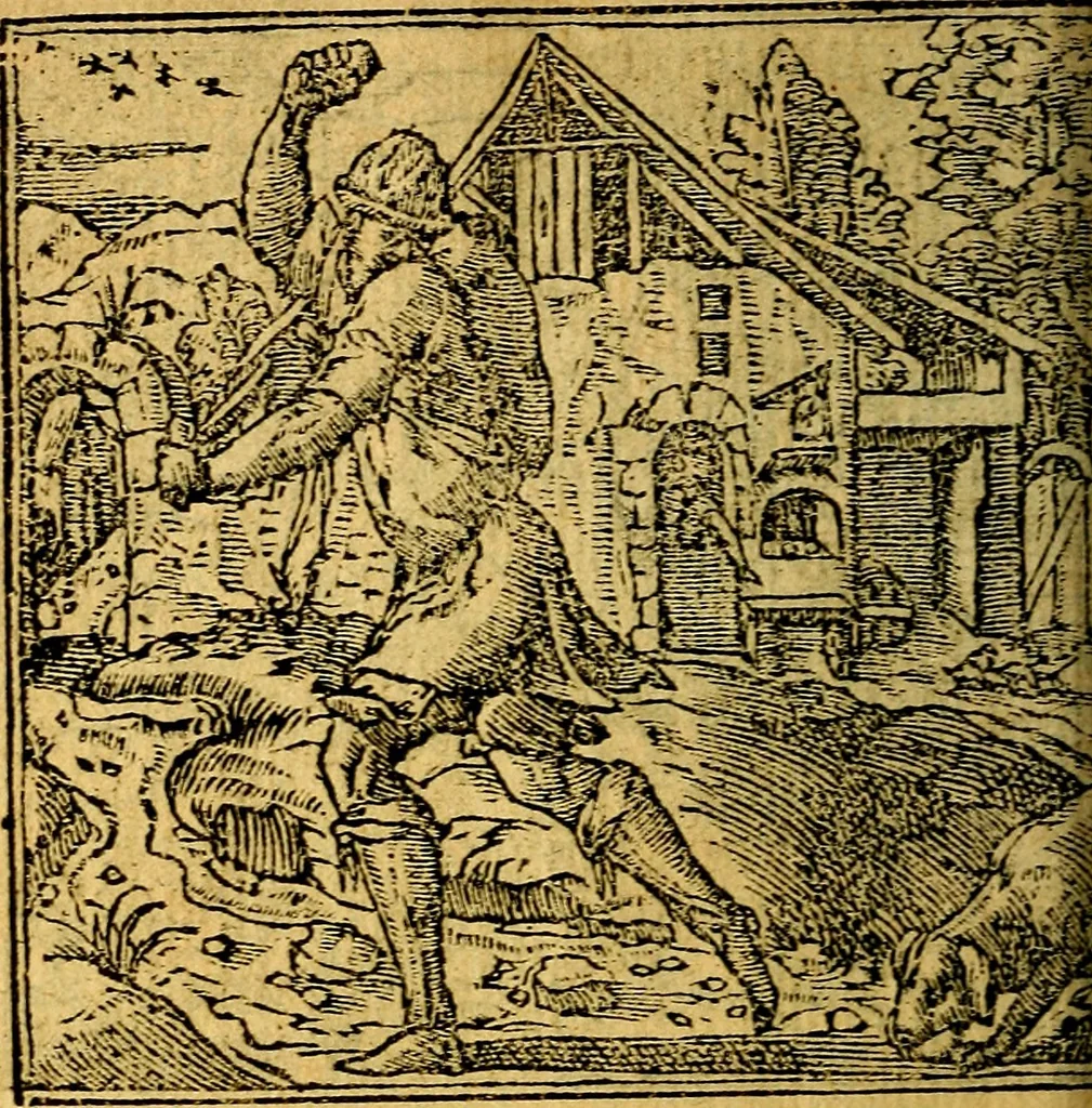 An illustration from Omnia D. And. Alciati emblemata : ad quae singula, praeter concinnas acutásque inscriptiones, lepidas & expressas imagines, ac caetera omnia, quae prioribus nostris editionibus cúm ad eorum distinctionem, tum ad ornatum & correctionem adhibita continebantur, : nunc primùm perelegantia persubtiliáq[ue] adiecta sunt epimuthia, quibus emblematum amplitudo quaecunq[ue] in iis dubia sunt aut obscura, tanquam perspicuis illustrantur, 1566, leaf 209