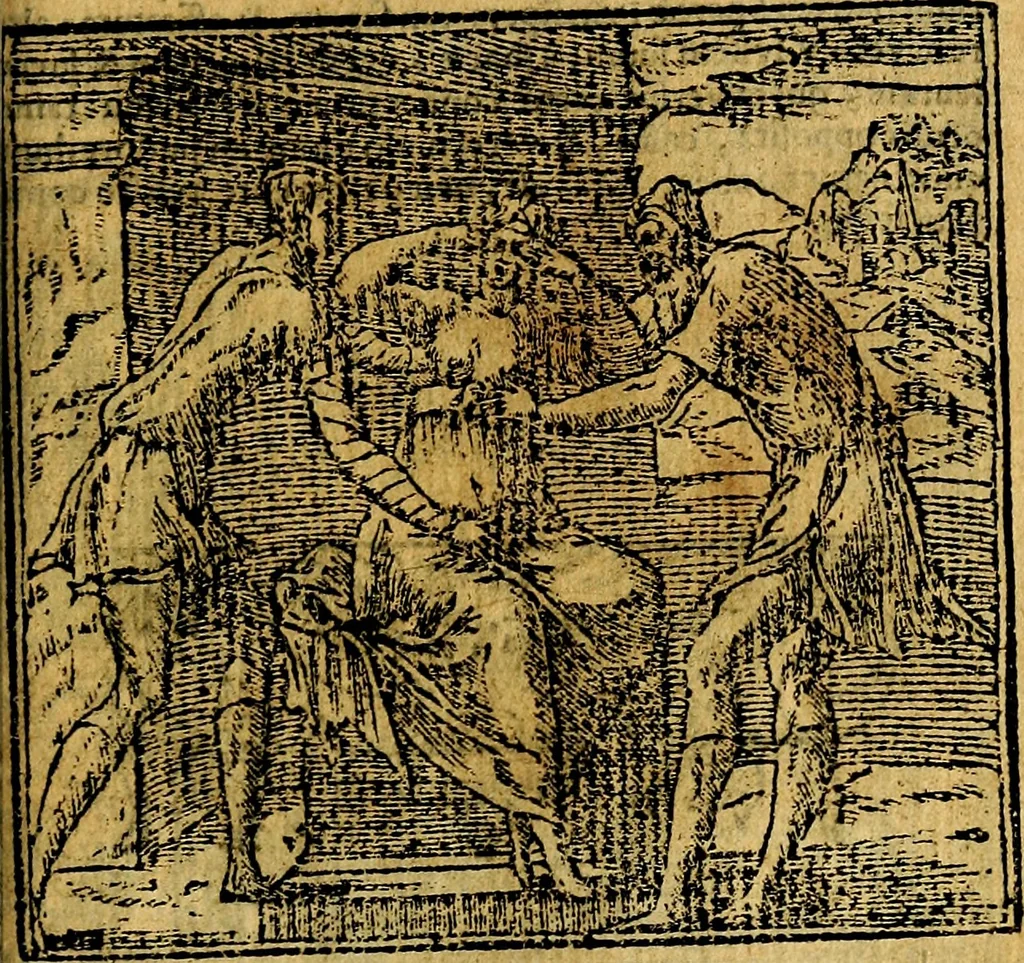 An illustration from Omnia D. And. Alciati emblemata : ad quae singula, praeter concinnas acutásque inscriptiones, lepidas & expressas imagines, ac caetera omnia, quae prioribus nostris editionibus cúm ad eorum distinctionem, tum ad ornatum & correctionem adhibita continebantur, : nunc primùm perelegantia persubtiliáq[ue] adiecta sunt epimuthia, quibus emblematum amplitudo quaecunq[ue] in iis dubia sunt aut obscura, tanquam perspicuis illustrantur, 1566, leaf 238