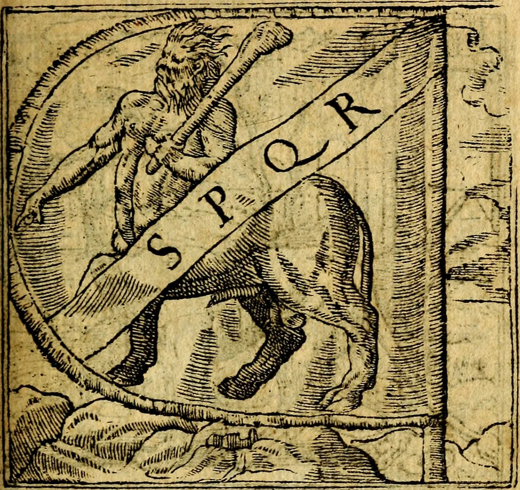 An illustration from Omnia D. And. Alciati emblemata : ad quae singula, praeter concinnas acutásque inscriptiones, lepidas & expressas imagines, ac caetera omnia, quae prioribus nostris editionibus cúm ad eorum distinctionem, tum ad ornatum & correctionem adhibita continebantur, : nunc primùm perelegantia persubtiliáq[ue] adiecta sunt epimuthia, quibus emblematum amplitudo quaecunq[ue] in iis dubia sunt aut obscura, tanquam perspicuis illustrantur, 1566, leaf 26