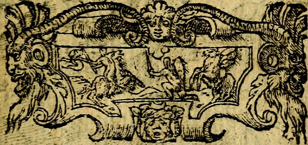 An illustration from Omnia D. And. Alciati emblemata : ad quae singula, praeter concinnas acutásque inscriptiones, lepidas & expressas imagines, ac caetera omnia, quae prioribus nostris editionibus cúm ad eorum distinctionem, tum ad ornatum & correctionem adhibita continebantur, : nunc primùm perelegantia persubtiliáq[ue] adiecta sunt epimuthia, quibus emblematum amplitudo quaecunq[ue] in iis dubia sunt aut obscura, tanquam perspicuis illustrantur, 1566, leaf 32
