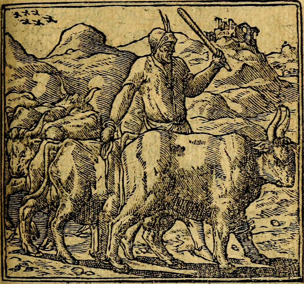 An illustration from Omnia D. And. Alciati emblemata : ad quae singula, praeter concinnas acutásque inscriptiones, lepidas & expressas imagines, ac caetera omnia, quae prioribus nostris editionibus cúm ad eorum distinctionem, tum ad ornatum & correctionem adhibita continebantur, : nunc primùm perelegantia persubtiliáq[ue] adiecta sunt epimuthia, quibus emblematum amplitudo quaecunq[ue] in iis dubia sunt aut obscura, tanquam perspicuis illustrantur, 1566, leaf 50