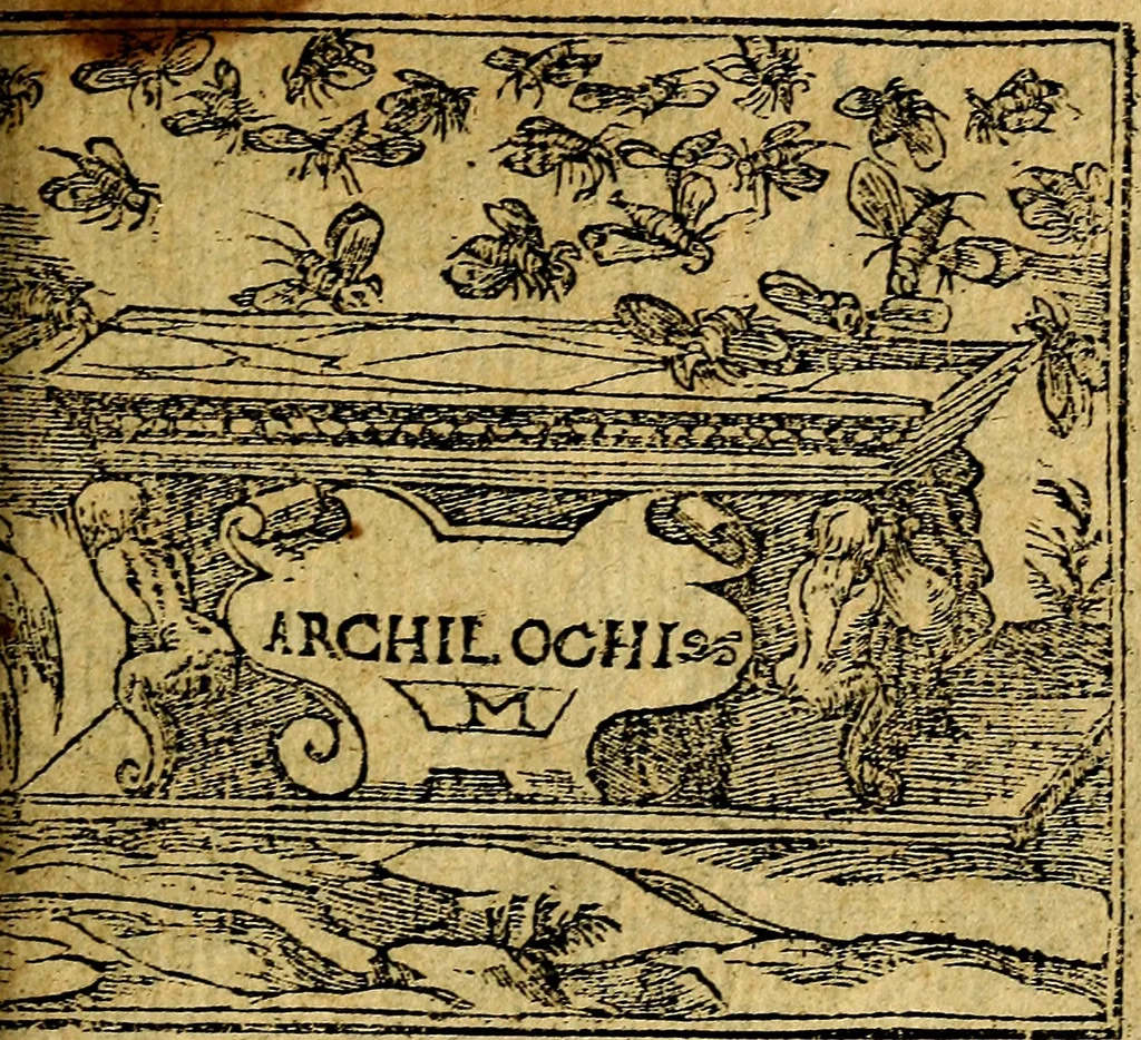 An illustration from Omnia D. And. Alciati emblemata : ad quae singula, praeter concinnas acutásque inscriptiones, lepidas & expressas imagines, ac caetera omnia, quae prioribus nostris editionibus cúm ad eorum distinctionem, tum ad ornatum & correctionem adhibita continebantur, : nunc primùm perelegantia persubtiliáq[ue] adiecta sunt epimuthia, quibus emblematum amplitudo quaecunq[ue] in iis dubia sunt aut obscura, tanquam perspicuis illustrantur, 1566, leaf 68