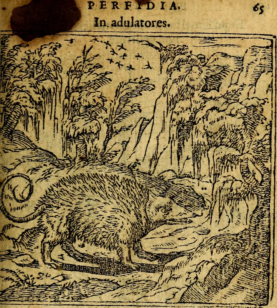 An illustration from Omnia D. And. Alciati emblemata : ad quae singula, praeter concinnas acutásque inscriptiones, lepidas & expressas imagines, ac caetera omnia, quae prioribus nostris editionibus cúm ad eorum distinctionem, tum ad ornatum & correctionem adhibita continebantur, : nunc primùm perelegantia persubtiliáq[ue] adiecta sunt epimuthia, quibus emblematum amplitudo quaecunq[ue] in iis dubia sunt aut obscura, tanquam perspicuis illustrantur, 1566, leaf 70