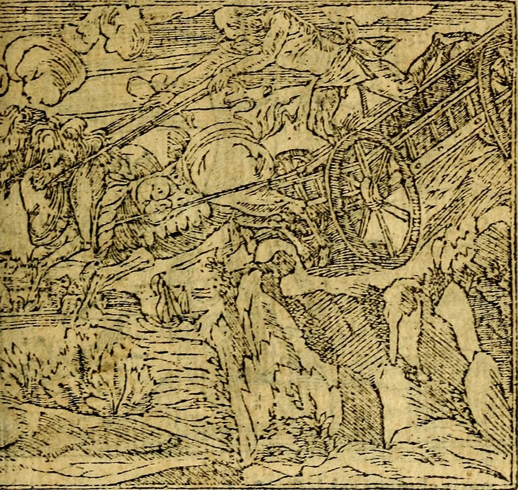 An illustration from Omnia D. And. Alciati emblemata : ad quae singula, praeter concinnas acutásque inscriptiones, lepidas & expressas imagines, ac caetera omnia, quae prioribus nostris editionibus cúm ad eorum distinctionem, tum ad ornatum & correctionem adhibita continebantur, : nunc primùm perelegantia persubtiliáq[ue] adiecta sunt epimuthia, quibus emblematum amplitudo quaecunq[ue] in iis dubia sunt aut obscura, tanquam perspicuis illustrantur, 1566, leaf 72