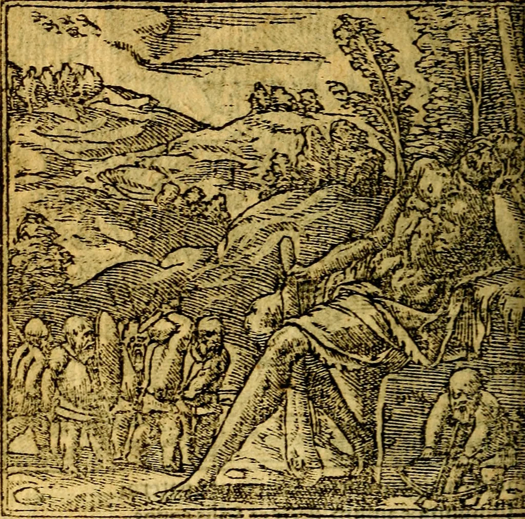 An illustration from Omnia D. And. Alciati emblemata : ad quae singula, praeter concinnas acutásque inscriptiones, lepidas & expressas imagines, ac caetera omnia, quae prioribus nostris editionibus cúm ad eorum distinctionem, tum ad ornatum & correctionem adhibita continebantur, : nunc primùm perelegantia persubtiliáq[ue] adiecta sunt epimuthia, quibus emblematum amplitudo quaecunq[ue] in iis dubia sunt aut obscura, tanquam perspicuis illustrantur, 1566, leaf 75