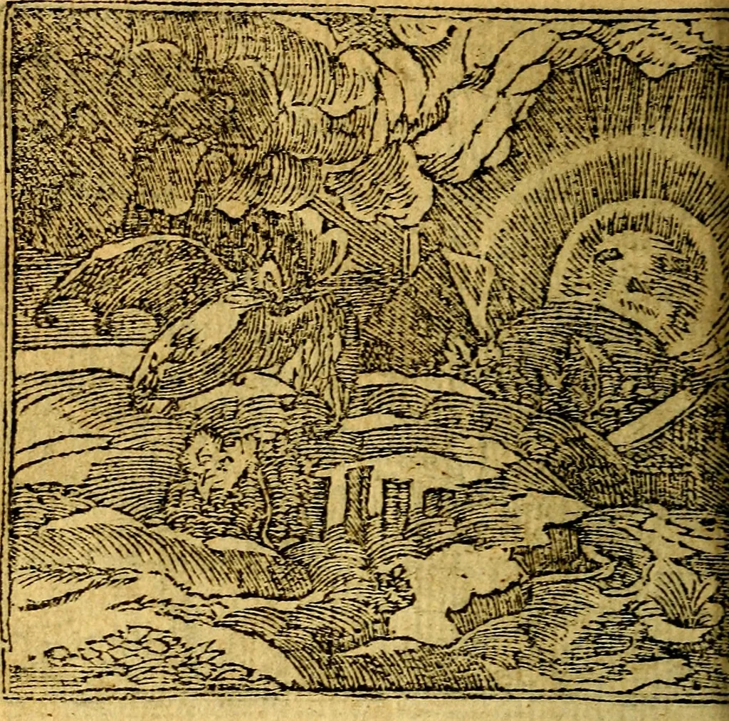 An illustration from Omnia D. And. Alciati emblemata : ad quae singula, praeter concinnas acutásque inscriptiones, lepidas & expressas imagines, ac caetera omnia, quae prioribus nostris editionibus cúm ad eorum distinctionem, tum ad ornatum & correctionem adhibita continebantur, : nunc primùm perelegantia persubtiliáq[ue] adiecta sunt epimuthia, quibus emblematum amplitudo quaecunq[ue] in iis dubia sunt aut obscura, tanquam perspicuis illustrantur, 1566, leaf 79