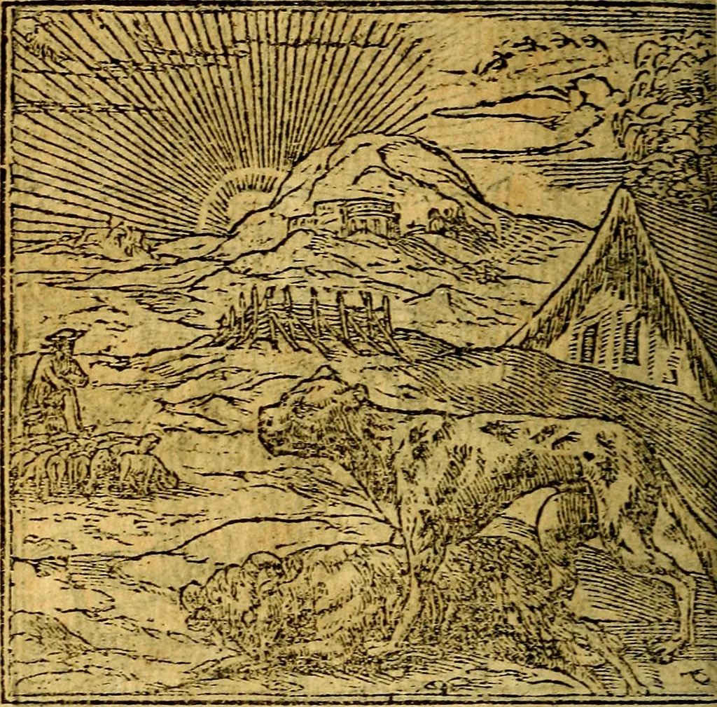 An illustration from Omnia D. And. Alciati emblemata : ad quae singula, praeter concinnas acutásque inscriptiones, lepidas & expressas imagines, ac caetera omnia, quae prioribus nostris editionibus cúm ad eorum distinctionem, tum ad ornatum & correctionem adhibita continebantur, : nunc primùm perelegantia persubtiliáq[ue] adiecta sunt epimuthia, quibus emblematum amplitudo quaecunq[ue] in iis dubia sunt aut obscura, tanquam perspicuis illustrantur, 1566, leaf 83