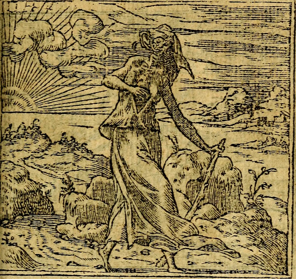 An illustration from Omnia D. And. Alciati emblemata : ad quae singula, praeter concinnas acutásque inscriptiones, lepidas & expressas imagines, ac caetera omnia, quae prioribus nostris editionibus cúm ad eorum distinctionem, tum ad ornatum & correctionem adhibita continebantur, : nunc primùm perelegantia persubtiliáq[ue] adiecta sunt epimuthia, quibus emblematum amplitudo quaecunq[ue] in iis dubia sunt aut obscura, tanquam perspicuis illustrantur, 1566, leaf 88