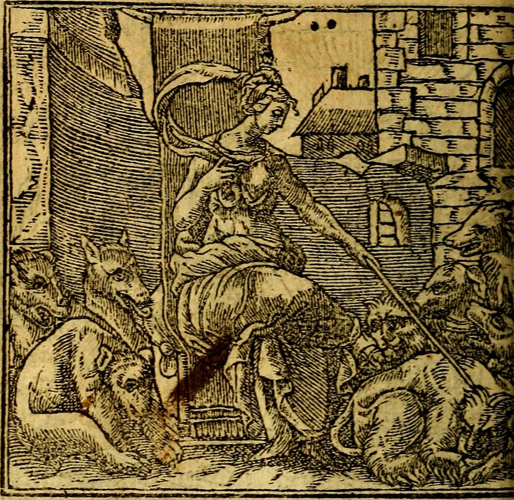 An illustration from Omnia D. And. Alciati emblemata : ad quae singula, praeter concinnas acutásque inscriptiones, lepidas & expressas imagines, ac caetera omnia, quae prioribus nostris editionibus cúm ad eorum distinctionem, tum ad ornatum & correctionem adhibita continebantur, : nunc primùm perelegantia persubtiliáq[ue] adiecta sunt epimuthia, quibus emblematum amplitudo quaecunq[ue] in iis dubia sunt aut obscura, tanquam perspicuis illustrantur, 1566, leaf 93