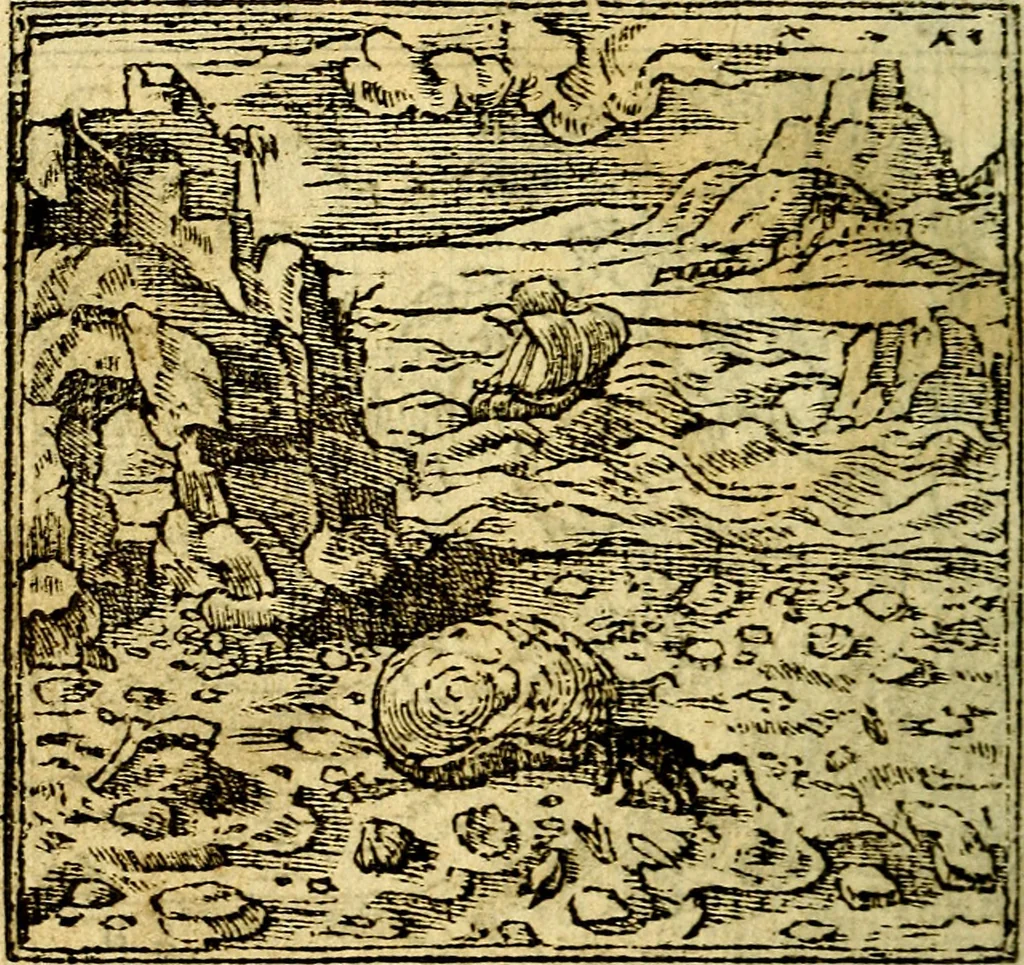 An illustration from Omnia D. And. Alciati Emblemata : ad qvae singula praeter concinnas acutásque inscriptiones, lepidas & expressas imagines, ac caetera omnia, quae prioribus nostris editionibus cùm ad eorum distinctionem, tum ad ornatum & correctionem adhibita continebantur, : nunc primùm perelegantia persubtiliaq́ [ue], 1564, leaf 103