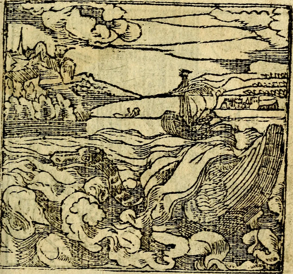 An illustration from Omnia D. And. Alciati Emblemata : ad qvae singula praeter concinnas acutásque inscriptiones, lepidas & expressas imagines, ac caetera omnia, quae prioribus nostris editionibus cùm ad eorum distinctionem, tum ad ornatum & correctionem adhibita continebantur, : nunc primùm perelegantia persubtiliaq́ [ue], 1564, leaf 104